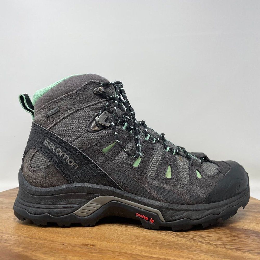 Salomon Gray and Mint Green Lace-Up Hiking Boots